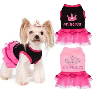 Due pezzi/set, gonna in pizzo per cani da compagnia rosa e nera, motivo corona cane maculato - Foto 1 di 10