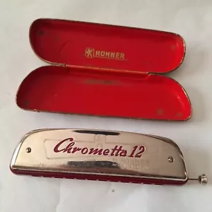 Vintage M HOHNER “Chrometta 12” Slide Harmonica (Key of C) with Original Case - Picture 1 of 7