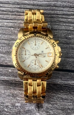 Relógio masculino Oskar Emil césio cronógrafo folheado a ouro 23K BANDA ELOS FALTANDO - Imagem 1 de 4