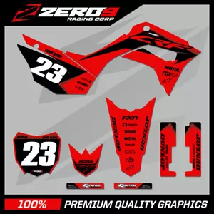 Custom MX Graphics Kit: HONDA CRF 110 Motocross Graphics Decals FUZE RED/BLK - Picture 1 of 6