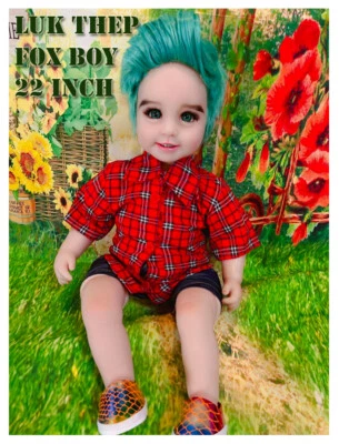 Thai Amulet Charming Luk Thep Fox Boy 22" Green Color Hair Lucky Business Aj O - Image 1 of 4