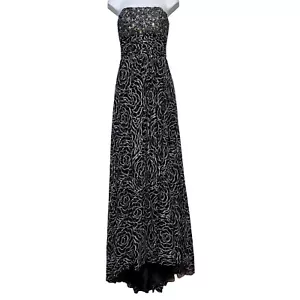 Tony Bowls Y2K Fairy Goth Formal Dress Size 4 Beaded Rose Print Strapless Gown - Picture 1 of 7