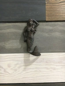 Ganci da parete in ghisa antichi marroni cappotto a sirena cappello asciugamano appendici fatti a mano - Foto 1 di 7
