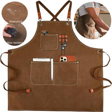 Waxed Canvas Tool Work Shop Apron Heavy Duty Woodworking Unisex Chef with Pocket