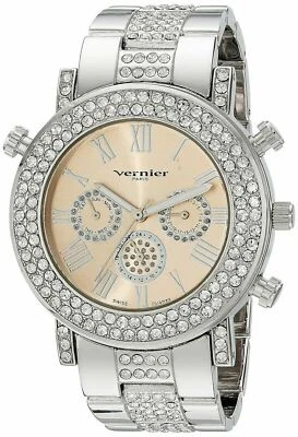 全新 Vernier Paris VNRP11184SS 女士手表 银色 模拟计时码表 Date 水晶 — 第 1/3 张图片