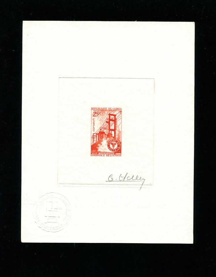 Congo 1969  Industry Elephant Scott 195 Signed Sunken Die Artist Proof in Orange - Image 1 of 1