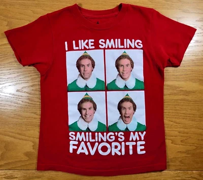 Elf T-Shirt Youth Small Red White Kids Christmas Will Ferrell Movie Holiday Tee - Image 1 of 4