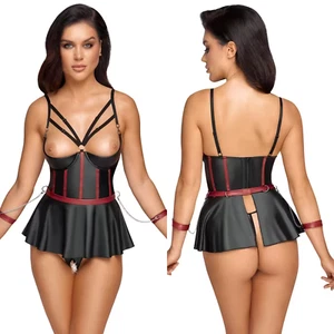 Crotchless Lingerie Set with Longline Bra - Picture 1 of 14