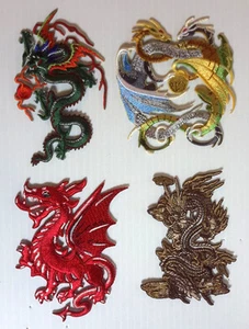 Die Cut Dragon 4" DELUXE Embroidered Patch Set of 4 (FabtPA-Set-D4) - Picture 1 of 1