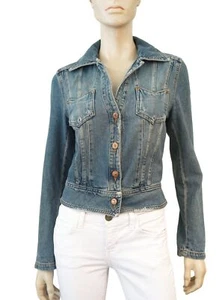 Vintage Y2K VOYAGE sz 6 Rhinestone Embellished Distressed Denim Jacket - Picture 1 of 6