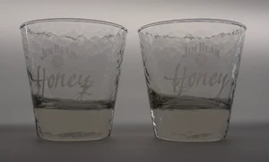Jim Beam Honey Bourbon 2 Stück Gläser Whiskey Glas 2cl,4cl Hammerschlagoptik NEU - Bild 1 von 4