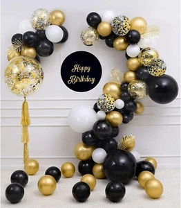 Black and gold Birthday Balloons Set Black Gold balloons set 50Pack - Picture 1 of 10