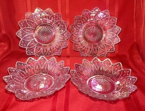 4 VINTAGE BUNDESGLAS CO BLÜTENBLATTMUSTER KLEINE SCHALEN 8 1/2" MIT KLAREM WÜSTENSALAT - Bild 1 von 7