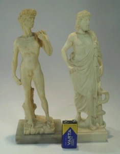 2 alte Skulpturen - DAVID von MICHELANGELO & ASKLEPIOS Griechenland Gott Medizin - Bild 1 von 7