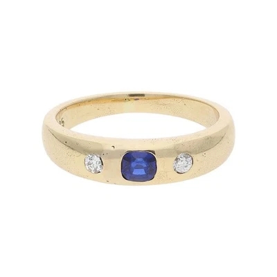 Damenring 585/000 (14 Karat) Gelbgold mit Saphir und Diamanten, getragen 2532230 - Bild 1 von 3