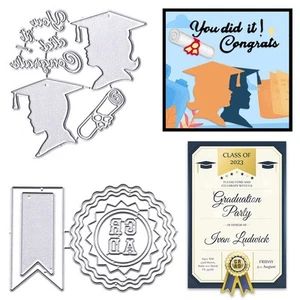 2PCS Graduation Dies for Card Making Badge Congratulations Words Cutting Die ... - Picture 1 of 5