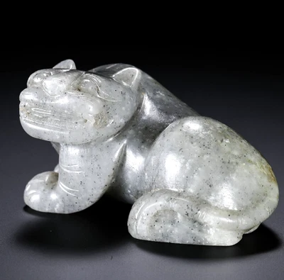 8.6 cm Chinese Antique Han Dynasty Hetian Jade Tiger Sculpture - Image 1 of 4