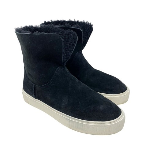 Stivali sneaker Ugg neri scamosciati Lynus pull on da donna taglia 8 5 con polsini usati in ottime condizioni