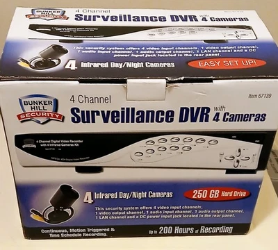 Bunker Hill Security Surveillance DVR 250GB 4 Channel, 4 Cameras 67139 Open Box - Image 1 of 4