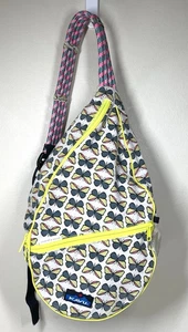 Kavu Paxton Rope Bag One of a Kind Crossbody Sling Yellow Teal Butterfly Print - Picture 1 of 10