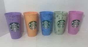 5x Starbucks Reusable Marble 16oz Becher verschiedene Farben gesprenkelt ohne Deckel - Bild 1 von 10