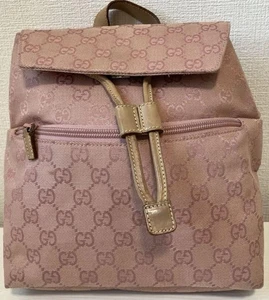 GUCCI GG Mini Zaino in Tela Rosa Beige Bordo in Pelle Donna Autentico - Foto 1 di 15