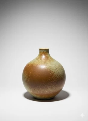 Pied de Lampe Céramique Grès Forme Boule Signé Début XXe Siècle Vintage - Photo 1/4