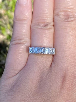 1.37TCW VS/F Natural Asscher Diamonds Five Stone Band Ring Platinum - Image 1 of 4