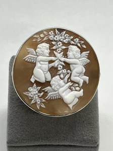Anello Argento Rodiato Con Cammeo Sardonico-Cherubini-Fatto A Mano - Imagen 1 de 8