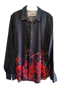Paul Smith Polka Dot Rose Print Long Sleeve Shirt Size Large Cotton Made Italy - Picture 1 of 8
