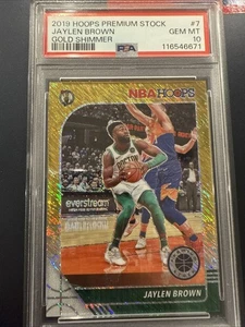 2019-20 Hoops Premium Stock Jaylen Brown Gold Shimmer #’d 3/8 PSA 10 - Bild 1 von 3