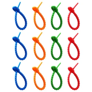 12 Pcs Silikonkrawatte Reisen Desktop-Kabelbinder Reisekabel-Organizer - Afbeelding 1 van 12