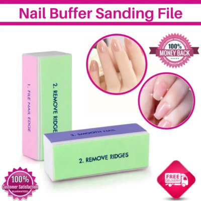 ROCKHOLDER Nail Buffer Art Manicure Acrylic 4 Way Shiner Buffing Block Sanding File Grit UK