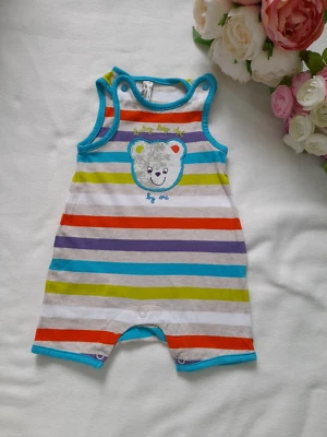 COMBINAISON/BARBOTEUSE GARCON 9 MOIS ORCHESTRA A RAIES SANS MANCHES   - Photo 1/4