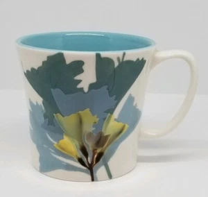 Starbucks Hand Painted 2009 Coffee Tea Mug Cup, White Blue Floral, Flowers - Picture 1 of 10