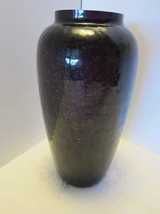 Vintage Studio Art mundgeblasene Crackle Glas Amethyst Vase 10,5" hoch 1960er - Bild 1 von 10