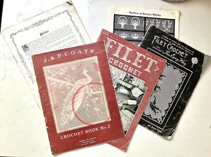 vintage FILET CROCHET, ANNE ORR~ J & P COATS, CLARK'S~ 2+ booklets~1916,30s-40s - Picture 1 of 17