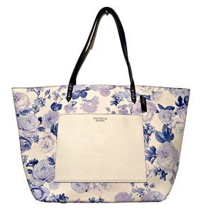 NWT Victoria's Secret Blue White Floral Tote Shoulder Bag Limited Edition - Picture 1 of 4