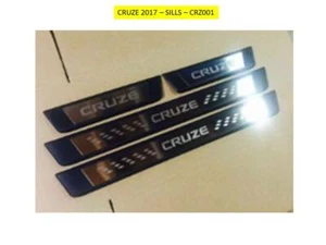 CRUZE 2017+ DOOR SILL SCUFF PROTECTOR PLATES SILVER LOGO IN PLASTIC BASE CRZ001 - Picture 1 of 3