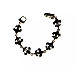 PULSERA 7 1/2" Largo Tono Dorado y Esmalte Negro NOLA Saints FLEUR DE LIS LINKS - Imagen 1 de 1