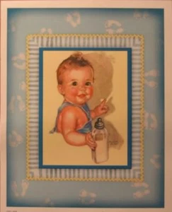 art print~ME & MY SHADOW~baby bottle footprints~vintage Charlotte Becker 12x15 - Picture 1 of 1