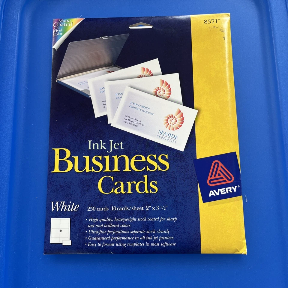 Avery 8371 Business Cards | Matte White | 250 cards | 2'' x 3 1/2'' | NOS - Image 1 of 4