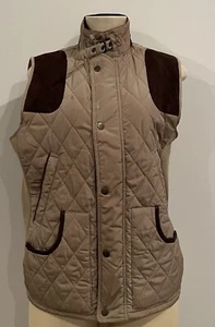 Peck & Peck Women’s Beige & Brown Quilted Zip-up Button Puffer Vest - size S - Picture 1 of 2