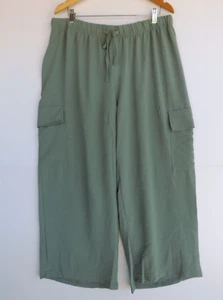 New Autograph Pants 18 Womens Green Cargo Elastic Waist Lightweight Polyester - Picture 1 of 8