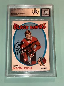 KEITH MAGNUSON Signed 1971-72 O-PEE-CHEE Card #69 Beckett BAS AUTO 10 - Picture 1 of 2