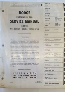 Manual de Taller / Manual Del Taller Dodge Coronet, Royal & Custom Royal 1958 - Imagen 1 de 1