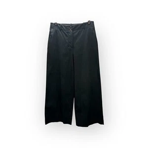 Loro Piana Italy Black Cotton Stretch Wide Leg Crop Pants Size 42 US 6 - Picture 1 of 3