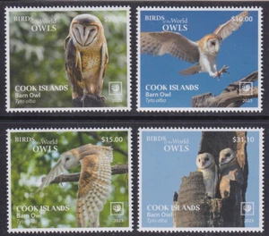 Cook Island 2023 neue Ausgabe 4 Werte ** MNH Eulen Owls Vögel Birds - Picture 1 of 1