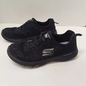 Skechers Womens Galaxies Serene Vibes 22886 Black Casual Lace Shoes Size 6.5 - Picture 1 of 11