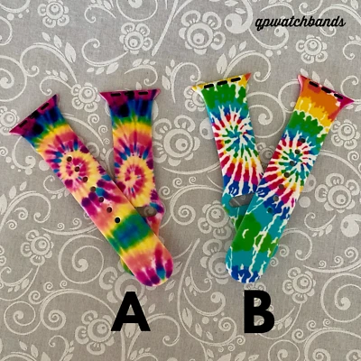 Tie Dye Print Silicone for Apple Watch Band 38/40/41mm-42/44/45/49mm All Series - Image 1 of 4